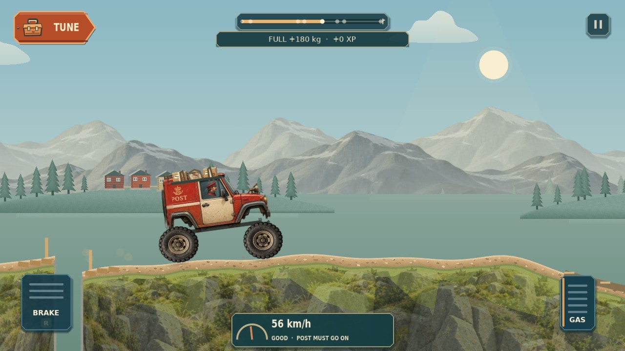 Nordruta crosses a gap in a fjord road. In-engine screenshot from development build 0.54.1.